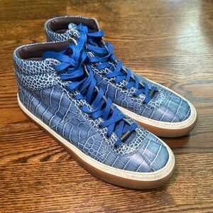 Jimmy Choo Belgravi Mens Blue Crocodile-Embossed  Hightop size 12.5 (45)